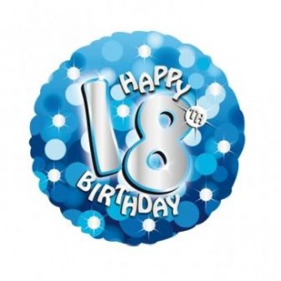 Blue Sparkle 18th Birthday Balloon